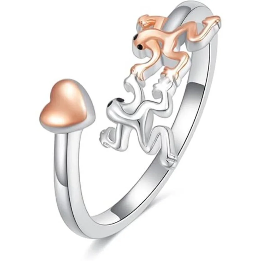 Frog Ring Sterling Silver Animal Jewelry Gift for Women 2 Pieces